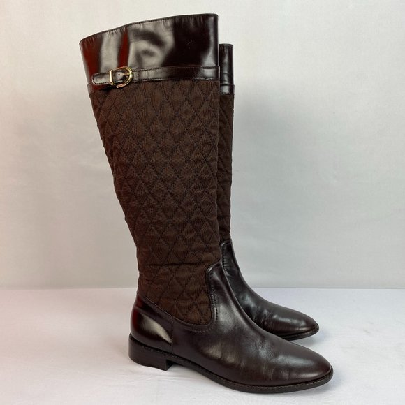 Lilly Pulitzer Shoes - Lilly Pulitzer Brown Leather Quilted Riding Boots 8.5